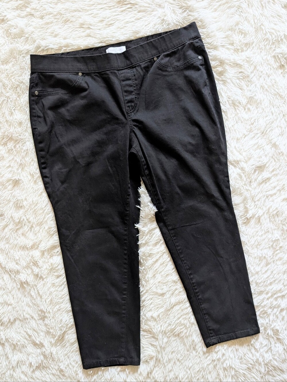 New Directions Black Ankle Stretch Wide Waist Slim Jegging Pants 16 Petite